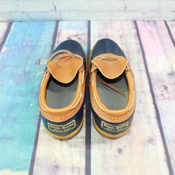 LL Bean Unlined Brown Leather Low Rubber Ankle Duck Boots Size 8 - Picture 6 of 9